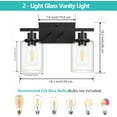 thumbnail image 2 of 2-Light Black Bathroom Light Fixture, Vanity Light Over Mirror with Clear Glass Shade, Bathroom Wall Sconces Lighting for Bedroom, Living Room, Hallway, E26 Base (Bulbs Not Included), 2 of 7
