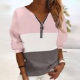 thumbnail image 2 of Gibobby Divertidas Sudaderas Camiseta superior Moda para mujer Colorblock Estampado Manga larga Cremallera Moda al libre Top informal (Rosa, XXL), 2 of 4