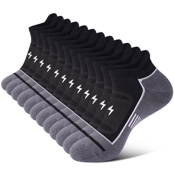 Lohol Mens Ankle Running Socks, Athletic Cushioned Low Cut Moisture Wicking Cotton Short Sports Socks, 6 Pairs