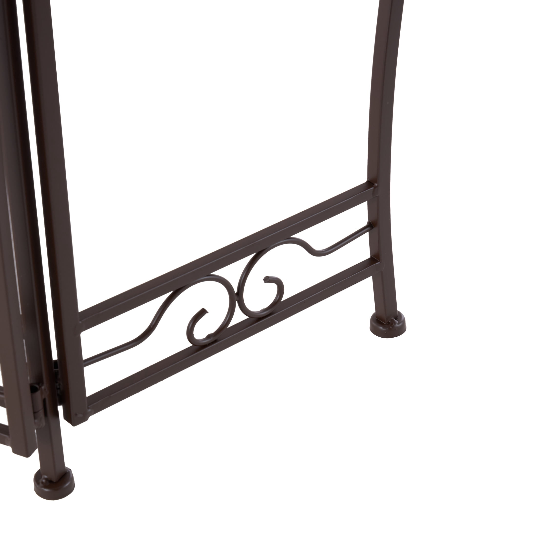 DecMode 24" x 18" x 18" 3 Tier Brown Metal Scroll Plantstand with Scroll Details