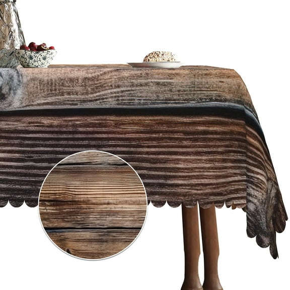 Brown Tablecloth for Rectangle Tables,Wooden Grain Table Cloth,Table Cover for Dining Kitchen Decor Party Banquet,60x84