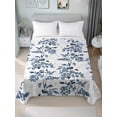thumbnail image 4 of Blue Fruit Flat Sheets Only Queen Size, Soft Breathable Bed Top Sheets for Mattress, Vintage Plant Nature Botanical Flower Floral Luxury Bedding Flat Sheets for Home Hotel Bedroom Bed Protection, 4 of 9