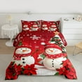 thumbnail image 2 of jejeloiu Lovely Xmas Snowman Queen Comforter Set,Amerry Christmas Bedding Sets,Red Leaves Bedding Comforter Set For Girl Teens,Breathable Home Decor Reversible,3 Pieces, 2 of 8