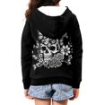 thumbnail image 4 of POLERO Girls Zip Up Hoodies Skull Rose Butterfly Printed Fleece Zipper Sweatshirts Hooded for Toddler Girls Cozy Winter Fall Jacket 14-16 Years, 4 of 7