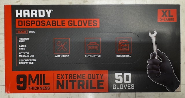 HARDY 9 mil Nitrile Powder-Free Gloves X-Large 100-Pack