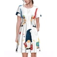 thumbnail image 1 of Balery School Cute Gnomes Vestidos sueltos de manga corta para mujer, vestidos de verano 2025, vestidos casuales de corte A con vuelo., 1 of 6