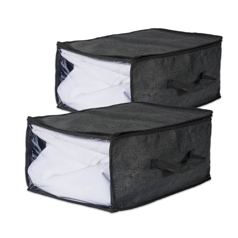 Set of 2 Black and White Rectangular Fabric Storage Bin 18" Walmart