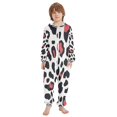 thumbnail image 2 of Soft Big Kids Onesie Pajamas Cozy Loose-Fit Jumpsuits for kids with Pockets for Christmas Lounge & Play Dark Red Leopard Print, 2 of 8