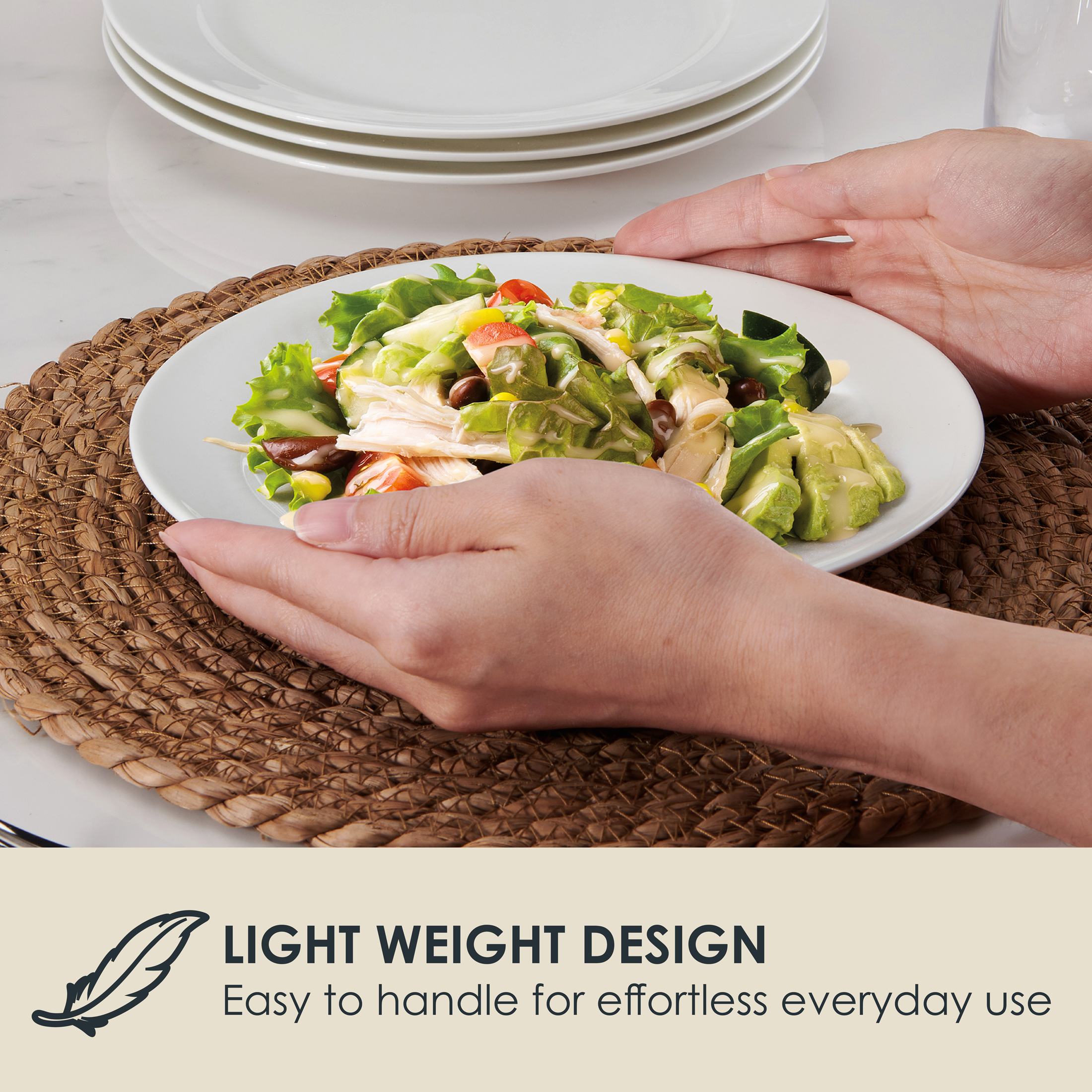 Fitz and Floyd Nevaeh White Classic Rim 8" Round Bone China Salad Plates (4 Count)