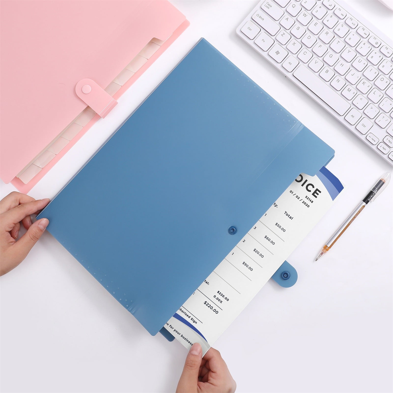Expanding File Organizer with 8/12 Pockets Accordion File Folders with Labels, Portable Document Paper Bill Receipt Organizer Home College School Letter Size Bradem