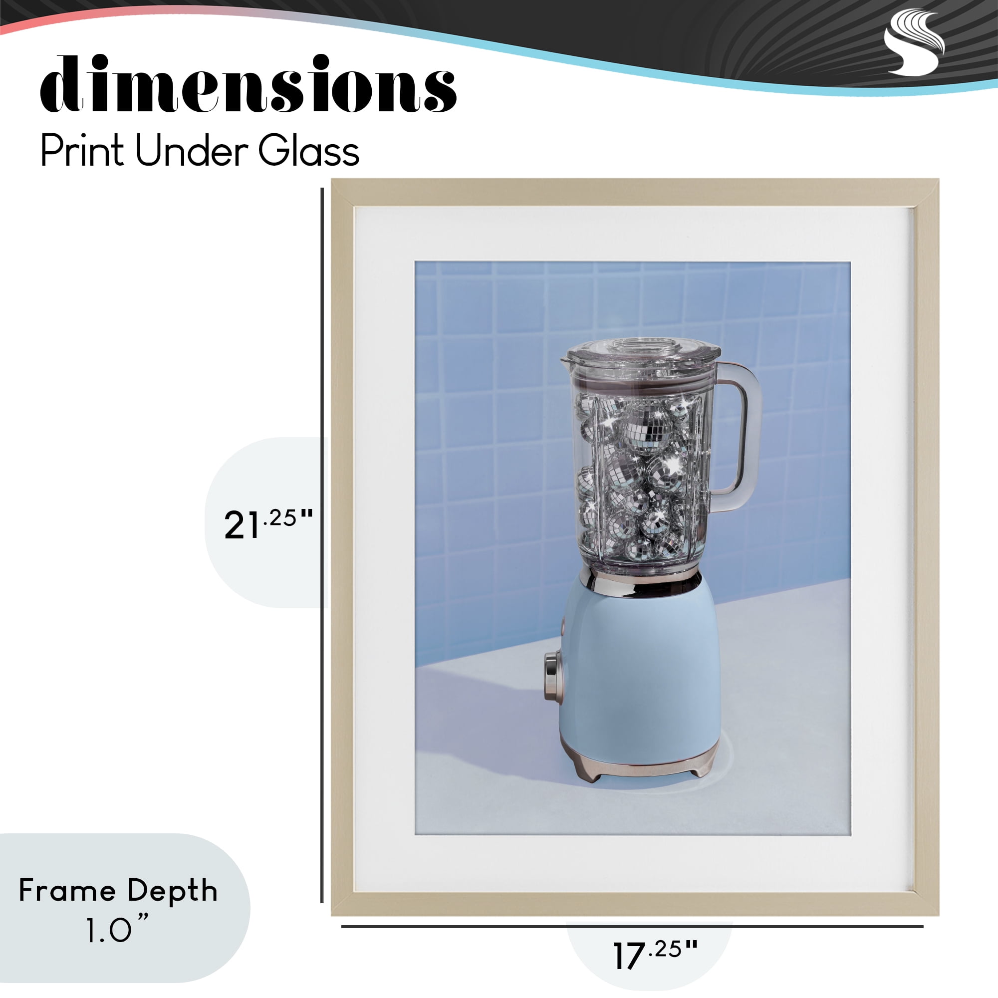 Stupell Industries Disco Drink Mixer over Blue Birch Framed Print Under Glass, design by LISH Creative