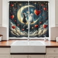 thumbnail image 2 of Ambesonne Cat Kitchen Curtains, Toasting Romantic Moon Hearts, 55"x24", Dark Night Blue Vermilion, 2 of 3