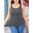 thumbnail image 5 of Charmo Women Plus Size Tank Tops with Built-in Padded Bra Adjustable Strap V-Neck Camisole Cotton Cami Shirts 1X-4X, 5 of 7