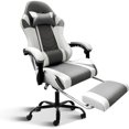 thumbnail image 2 of YSSOA White Gaming Chair with Footrest, Big and Tall Gamer Chair, Racing Style Adjustable Swivel Office Chair, Ergonomic My Lux Decor Round, 2 of 16