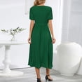thumbnail image 4 of Aayomet Plus Size Dresses Women V Neck Lace Up Short Sleeve Solid Pleated Dresses Pleated Long Dress,Green S, 4 of 5