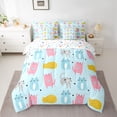 thumbnail image 2 of Feelyou Cat Kitten Animal Bedding Comforter Set 7pcs for Child, Kawaii Love Heart King Bedding Sets, Cute Cartoon Blue Reversible Bed Sheets, Breathable Home Decor, 2 of 7