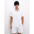 thumbnail image 5 of Men 2 Piece Outfit Solid Short Sleeve Button Shirt and Drawstring Shorts Summer Casual Set White S, 5 of 7