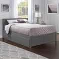 thumbnail image 2 of Lit Plateforme Grand en Bois Orlando avec Pied de Lit et Tiroirs de Rangement, Gris, 2 of 24