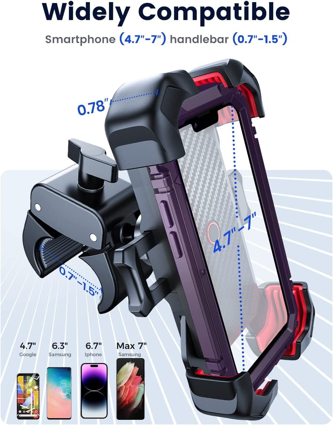 (2 pack) JOYROOM Motorcycle Phone Mount Bike Phone Holder, Auto Lock Adjustable Handlebar Phone Holder Mount for 4.7"-7" Cell Phones