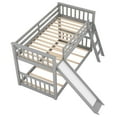 thumbnail image 5 of Euroco Twin over Twin Floor Bunk Bed with Slide and Ladder, Interchangeable Ladder and Slide for Kids Teens Adults, Gray, 5 of 12