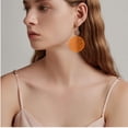 thumbnail image 4 of Wooden Round Geometric Earrings for Women Big Lightweight Statement Earrings Hollow circular earrings Handmade Bohemian Trendy Earrings Jewelry gift, 4 of 11