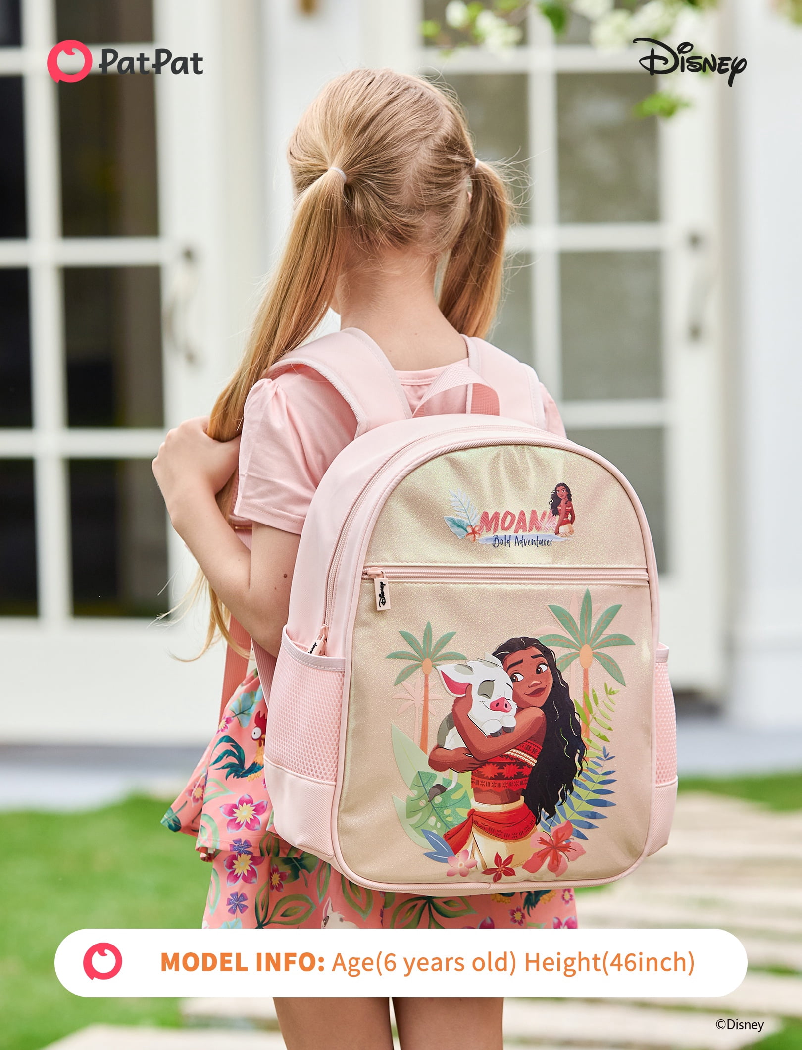 Disney Princess Moana Girls Cute Backpack Water Resistant Toddler Backpack School Kids Elementary Bookbag