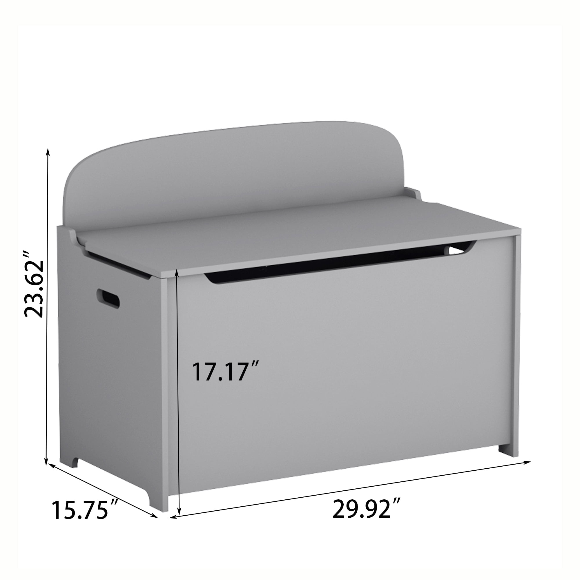 Toy Storage Organizer, iRerts Wood Kids Storage Bench with Hinges and Seating Bench, Girls Boys Toy Storage Box for Building Blocks, Books, Kids Storage Bench for Entryway, Bedroom, Playroom, Gray