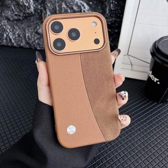 Allytechgroup iPhone 17 Pro Max Case Magnetic, Premium PU Leather TPU Interior Anti-Scratch Shockproof Wireless Charging Support Bumper Non-Slip Phone Case Shell for Women Men, Brown