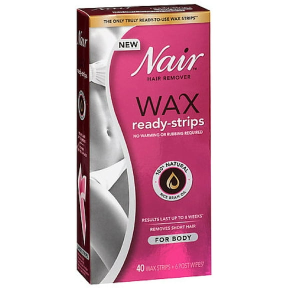 Nair Hair Remover Wax Ready Strips Legs Body 40 ea - 4 Pack