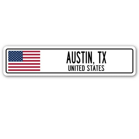 AUSTIN, TX, UNITED STATES Street Sign American flag city country  
