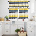 thumbnail image 3 of Abstract Stripe Kitchen Curtains Valances and Tiers Set of 3 Blue Yellow Grey Gradient Tier Curtains and Valance with Rod Pocket for Small Windows, 27.5"x24", 3 of 9