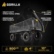 Gorilla Carts Towable Steel Utility Cart - 900 lb Capacity - Black