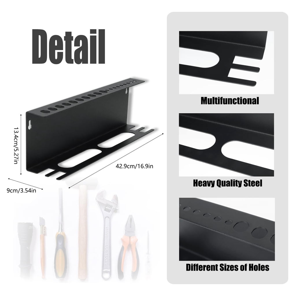 Wall Mounted Tool Organizer for Screwdrivers Pliers and Wrenches Efficient Metal Spanners Rack for Garage or Workshop