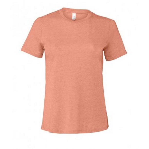 Bella + Canvas - Camiseta de Manga Corta para Mujer (Atardecer Coral Jaspeado)