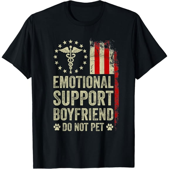Premium model-Unisex-100% cotton-Emotional Support Boyfriend Do Not Pet Funny BF T-Shirt
