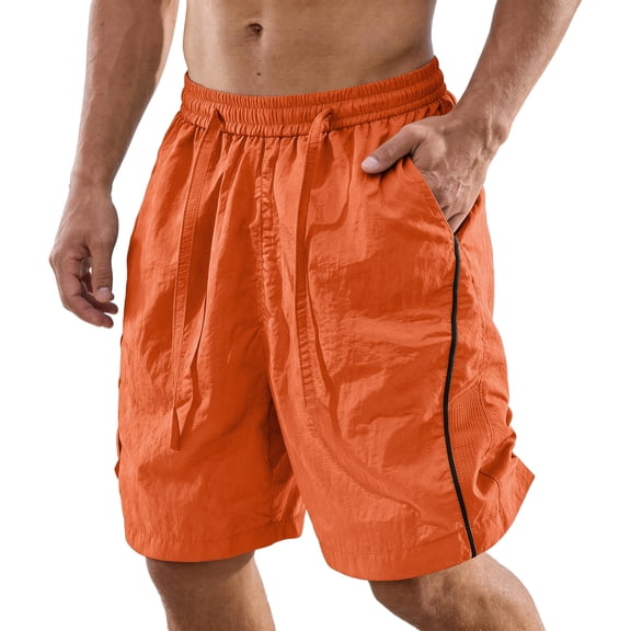 VV AVEORS Mens Shorts Quick Dry Elastic Waist Workout Shorts Lightweight Stretch Summer Gym Basketball Hiking Short Pant With Pockets Saffron L