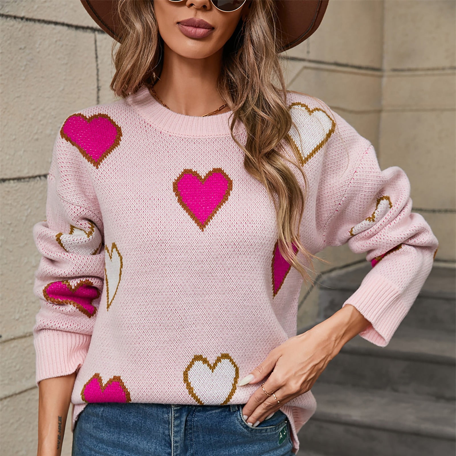 Heart Neck Knit Pullover ピンク Plus Size - Heart Turtleneck Pullover Sweater - Torrid