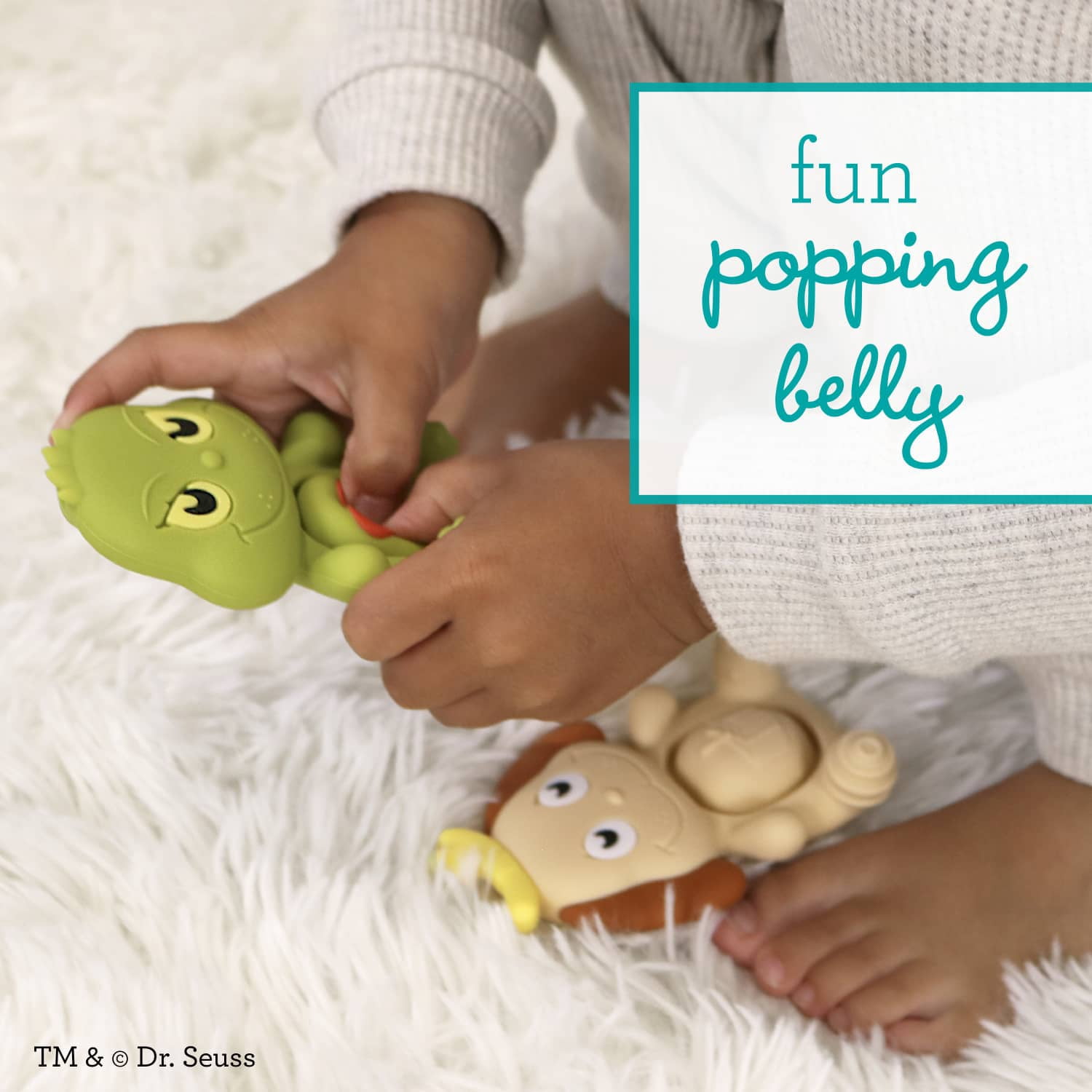 Infantino Teethimal Pop Pals Holiday Grinch & Max, Premium Silicone Teether Toys with Popping Bellies for Babies & Toddlers