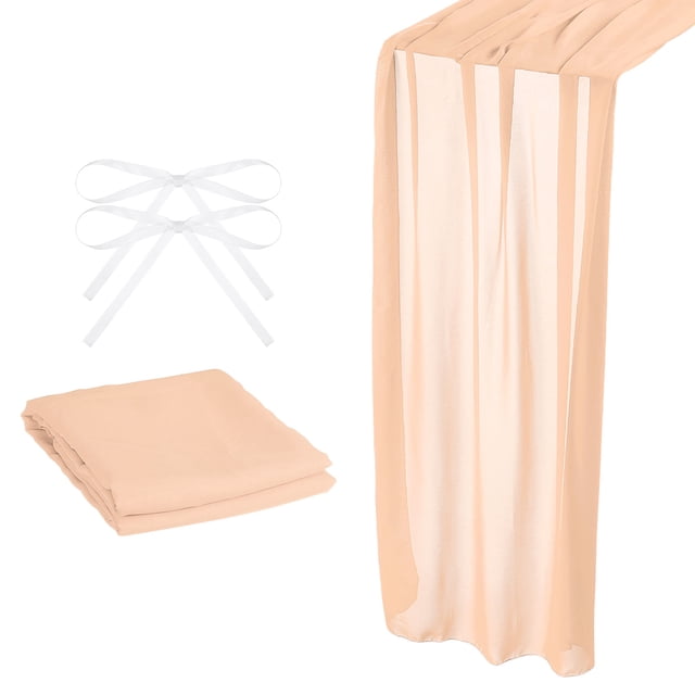 10 Pies Chifón Mesa Camino, 28 x 120 Pulgadas Rústico Gasa Mantel Transparente Boda Mesa Camino para Boda Nupcial Fiesta Mesa Decoraciones, Claro Melocotón