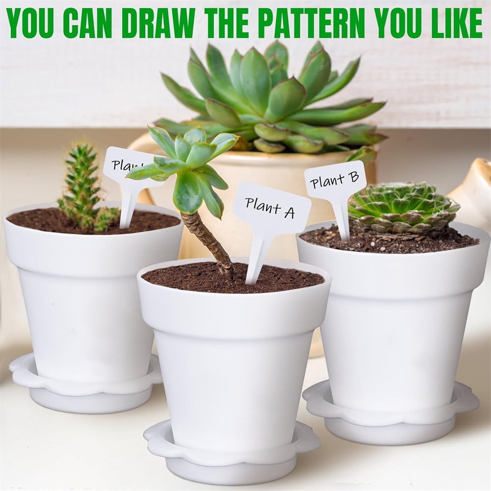 Flowerpot Dessert Cups,Plastic Gardening Plant Containers Pot with Lid and Bottom Tray,Small Flower Pot Cups Dessert Cups,Seedling Planter Starter Pots,20 Pcs,White