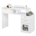 thumbnail image 7 of Ktaxon Nail Desk with Dust Collector, 47" Manicure Table with Storage Drawers & Glass Cabinet for Home Salon, White, 7 of 7