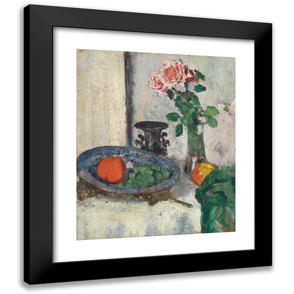 George Leslie Hunter 12x14 Black Modern Framed Museum Art Print Titled - Still Life with Fruit and Roses