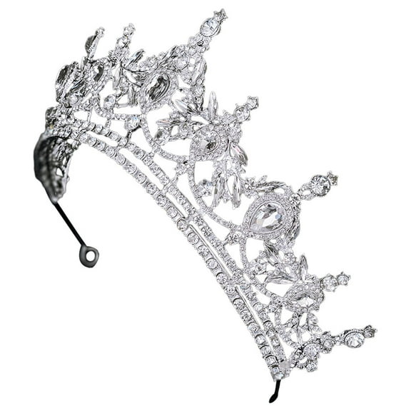 Luxshiny Elegant Rhinestone Crown Tiara for Women Wedding Accessory in Silver 1Pack