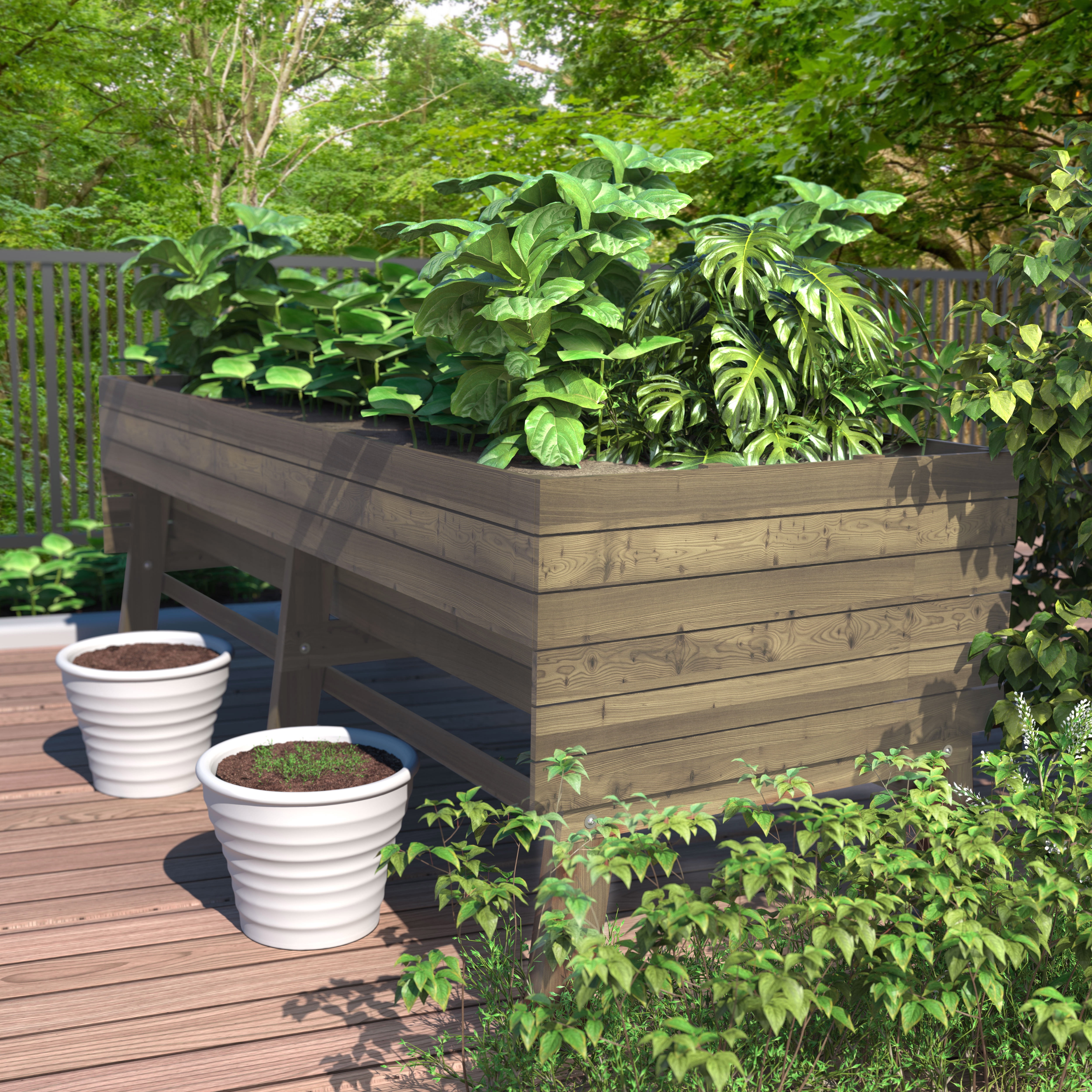 VEIKOUS 71" Raised Garden Bed, Outdoor Elevated Cedar Wood Planter Box w/ 6 Sturdy Legs for Vegetables, Flowers, Herbs, Brown