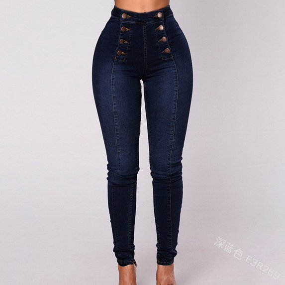 LoyisViDion Woman Pants Clearance Fashion Women'S Pocket Pants Solid Jeans Casual Pants Low Waist Trousers Navy 14(XXXL)