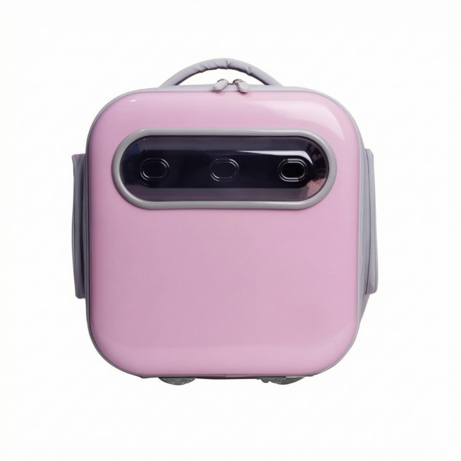 Bvdfgk Hard-Shell Pet Carrier Backpack Transparent Cat Carrier Backpack Glossy Portable Pink