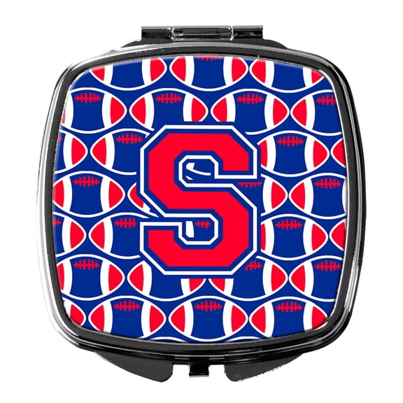 Letter S Football Harvard Crimson and Yale Blue Compact Mirror CJ1076-SSCM