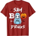 thumbnail image 1 of T-Shirt Humoristique d'Halloween « Say Boo To Drugs » Ruban Rouge pour la Semaine de Sensibilisation - Blanc - TG, 1 of 4