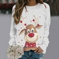 thumbnail image 3 of Chandail en Molleton de Noël pour Femmes Col Rond Pull Chaud Manches Longues Cardigan Imprimé Mode Pull Mi-Long Veste de Vacances Xmas, 3 of 4