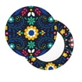 thumbnail image 2 of Balery Colorful Mexican Flower Fundas de asiento para taburete de bar redondo de tela de terciopelo ajustables que protegen de arañazos y manchas para sillas de 14 a 17 pulgadas.-12 inch, 2 of 7